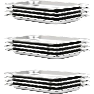 vidaXL Edelstahl Gastronorm-Behälter 12er Set GN 1/3 20mm vidaXL Edelstahl Gastronorm-Behälter 12er Set GN 1/3 20mm
