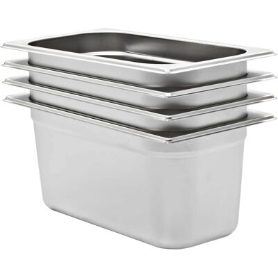 vidaXL Stainless Steel Gastronorm Container 4 pcs GN 1/3 - Food Storage vidaXL Stainless Steel Gastronorm Container 4 pcs GN 1/3 - Food Storage
