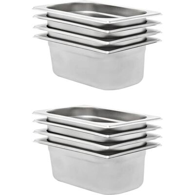 vidaXL Gastronorm Container GN 1/4 100 mm RVS - 8 stuks vidaXL Gastronorm Container GN 1/4 100 mm RVS - 8 stuks