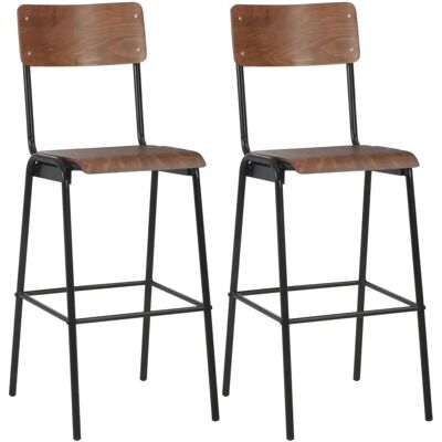 vidaXL 280079 Braune Massiv Sperrholz Stahl Barhocker - Barhocker vidaXL 280079 Braune Massiv Sperrholz Stahl Barhocker - Barhocker