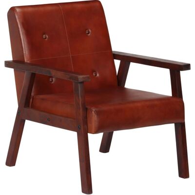 VidaXL Fauteuil - Cuir, Marron, 61x70x74cm - Fauteuil - Publicité VidaXL Fauteuil - Cuir, Marron, 61x70x74cm - Fauteuil - Publicité
