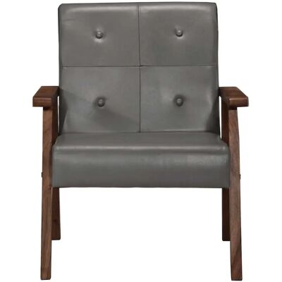 vidaXL Graues Echtleder-Sessel - Sessel vidaXL Graues Echtleder-Sessel - Sessel