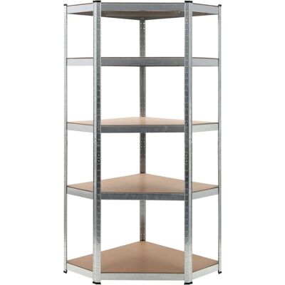 Étagère de rangement en argent 75x75x180cm acier MDF - Étagère d'angle - Publicité Étagère de rangement en argent 75x75x180cm acier MDF - Étagère d'angle - Publicité