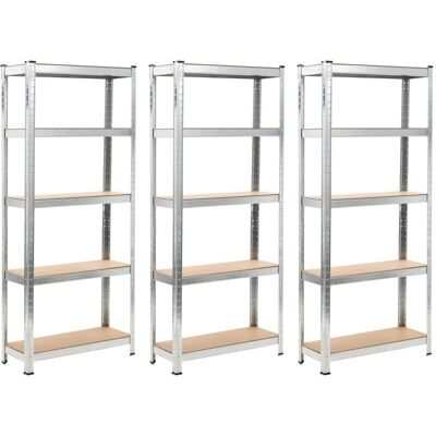 vidaXL Étagères de rangement argentées 3 pcs - Étagères - Publicité vidaXL Étagères de rangement argentées 3 pcs - Étagères - Publicité
