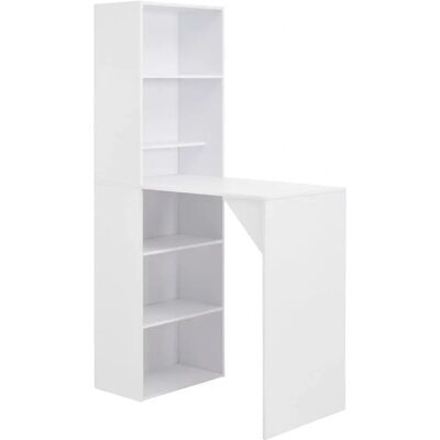 vidaXL Weiße Bar-Tisch mit Schrank - Platzsparend 115cm vidaXL Weiße Bar-Tisch mit Schrank - Platzsparend 115cm