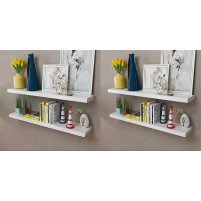 vidaXL 4x Estantes de Pared Blancos 100cm - Estantes vidaXL 4x Estantes de Pared Blancos 100cm - Estantes