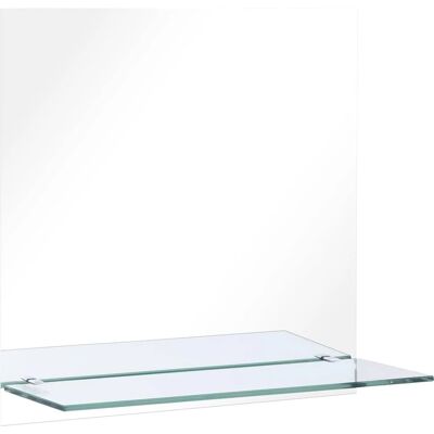 vidaXL Lustro ścienne z półką 60x60cm ze szkła hartowanego - Lustro z półką vidaXL Lustro ścienne z półką 60x60cm ze szkła hartowanego - Lustro z półką