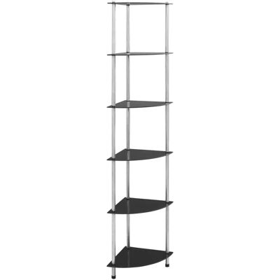 vidaXL 249522 Schwarzes gehärtetes Glas 6-stöckiges Regal - Bücherregal vidaXL 249522 Schwarzes gehärtetes Glas 6-stöckiges Regal - Bücherregal