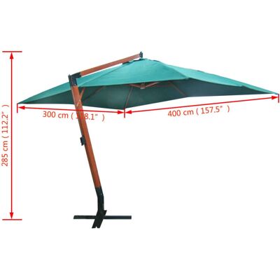 vidaXL Grüner Melia Parasol - Garten Schirm 300x400cm vidaXL Grüner Melia Parasol - Garten Schirm 300x400cm
