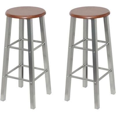vidaXL 60562 Modern Set of 2 Metal & MDF Bar Stools - Bar Stool vidaXL 60562 Modern Set of 2 Metal & MDF Bar Stools - Bar Stool