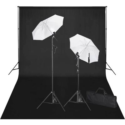 vidaXL Fotostudiosæt Sort Baggrund 600x300cm Lys vidaXL Fotostudiosæt Sort Baggrund 600x300cm Lys