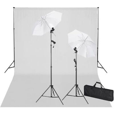 Kit de Studio Photo VidaXL - Fond Blanc 600x300 cm, Lumières Kit de Studio Photo VidaXL - Fond Blanc 600x300 cm, Lumières