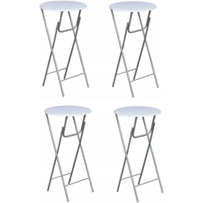 vidaXL 4x Bar Tische mit MDF-Tischplatte Weiß Klappbar Bistro Möbel Tisch vidaXL 4x Bar Tische mit MDF-Tischplatte Weiß Klappbar Bistro Möbel Tisch