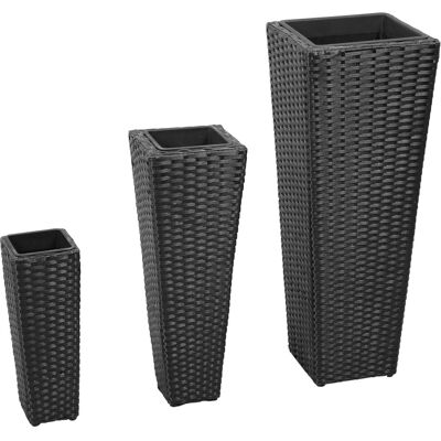 vidaXL Garten Hochbeet 3 Stück Poly Rattan Schwarz - Garten Hochbeete vidaXL Garten Hochbeet 3 Stück Poly Rattan Schwarz - Garten Hochbeete
