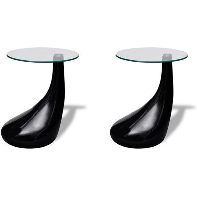 vidaXL 240323 Couchtisch-Set - Rundes Glastisch Schwarz - Kaffee- & Beistelltische vidaXL 240323 Couchtisch-Set - Rundes Glastisch Schwarz - Kaffee- & Beistelltische