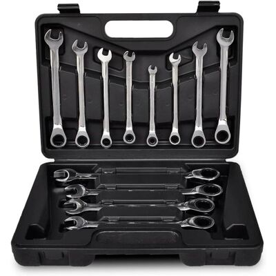 vidaXL Set ratelsleutels - 6-19mm, Chroom, 12 stuks vidaXL Set ratelsleutels - 6-19mm, Chroom, 12 stuks