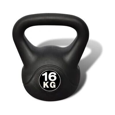 VidaXL 90393 Kettlebell 16kg - Duurzaam Beton met Plastic Buitenlaag VidaXL 90393 Kettlebell 16kg - Duurzaam Beton met Plastic Buitenlaag