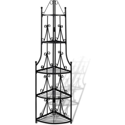 vidaXL Plantenrek 5-laags hoek tuinrek zwart vidaXL Plantenrek 5-laags hoek tuinrek zwart