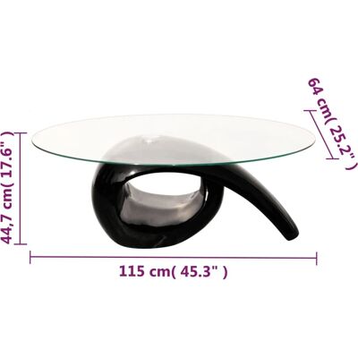vidaXL Couchtisch Ovaler Glasplatte Hochglanz Schwarz - Beistelltisch vidaXL Couchtisch Ovaler Glasplatte Hochglanz Schwarz - Beistelltisch