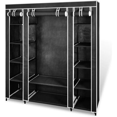 vidaXL 240495 Armario Plegable Negro - Almacenamiento en Dormitorio vidaXL 240495 Armario Plegable Negro - Almacenamiento en Dormitorio