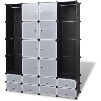 vidaXL Modular Cabinet 18 Compartments Black and White - Wardrobe vidaXL Modular Cabinet 18 Compartments Black and White - Wardrobe