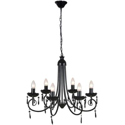 vidaXL Pendelleuchte Elegant Kristall Schwarz 6 Fassungen - Pendellampe vidaXL Pendelleuchte Elegant Kristall Schwarz 6 Fassungen - Pendellampe