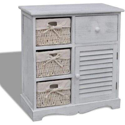 Armoire en bois vidaXL avec 3 paniers en osier blancs et organisateur de rangement - Publicité Armoire en bois vidaXL avec 3 paniers en osier blancs et organisateur de rangement - Publicité