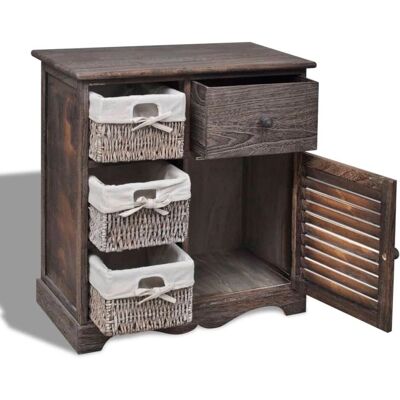 Armoire en bois vidaXL avec 3 paniers tissés marron - Organisateur de rangement - Publicité Armoire en bois vidaXL avec 3 paniers tissés marron - Organisateur de rangement - Publicité
