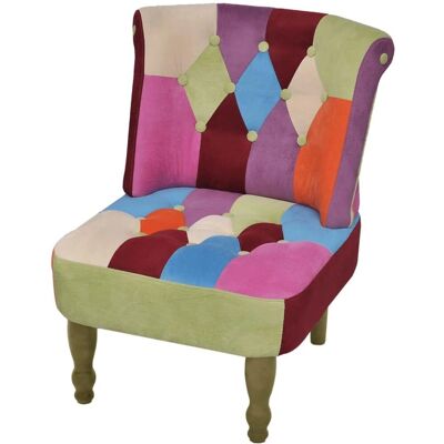 Fauteuil français en tissu patchwork - Fauteuil - Publicité Fauteuil français en tissu patchwork - Fauteuil - Publicité
