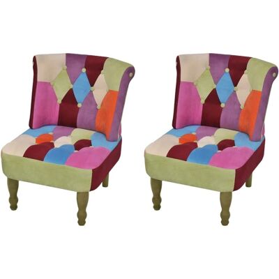 vidaXL Französischer Sessel 2 Stück Patchwork Stoff vidaXL Französischer Sessel 2 Stück Patchwork Stoff