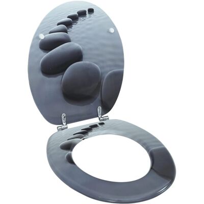 vidaXL MDF Toiletzitting Grijs - Toiletzitting met harde sluiting - Vervanging Steentjes vidaXL MDF Toiletzitting Grijs - Toiletzitting met harde sluiting - Vervanging Steentjes
