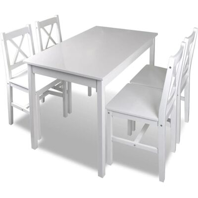 vidaXL 240883 Küchen-/Esszimmermöbel Set - Rechteckig - Weiß vidaXL 240883 Küchen-/Esszimmermöbel Set - Rechteckig - Weiß