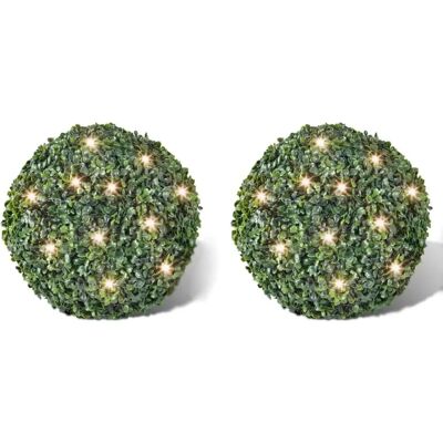 vidaXL 2x Boule de Buisson Artificielle 27cm avec Guirlande LED Solaire - Boule de Buisson - Publicité vidaXL 2x Boule de Buisson Artificielle 27cm avec Guirlande LED Solaire - Boule de Buisson - Publicité