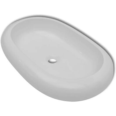 vidaXL Owalna umywalka ceramiczna Biała Łazienka - Umywalka vidaXL Owalna umywalka ceramiczna Biała Łazienka - Umywalka
