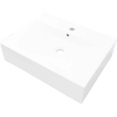 vidaXL Hvid Rektangulær Keramisk Vask 60x46cm vidaXL Hvid Rektangulær Keramisk Vask 60x46cm