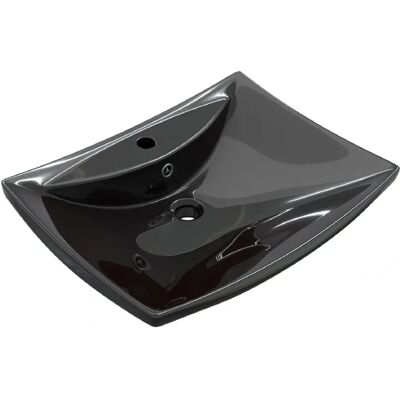 vidaXL Ceramic Basin Rectangular Black - Bathroom Sink vidaXL Ceramic Basin Rectangular Black - Bathroom Sink