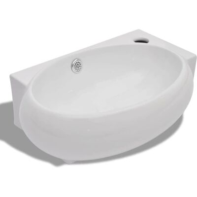 vidaXL Vask med vandhane hul og overløb keramisk hvid - Vask vidaXL Vask med vandhane hul og overløb keramisk hvid - Vask