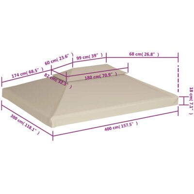 vidaXL Pavillon-Abdeckplane Ersatzbezug Beige 3x4m Wasserfest vidaXL Pavillon-Abdeckplane Ersatzbezug Beige 3x4m Wasserfest