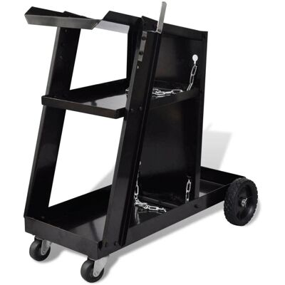 vidaXL Schweißwagen Schwarzer Trolley mit 3 Regalen - Schweißwagen vidaXL Schweißwagen Schwarzer Trolley mit 3 Regalen - Schweißwagen