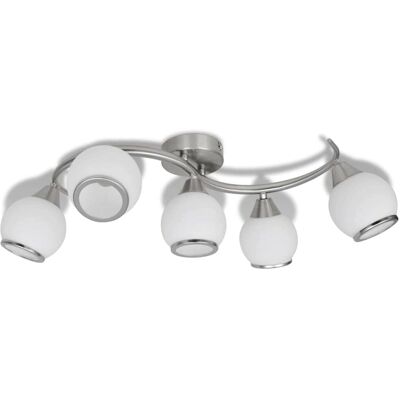 vidaXL Ceiling Lamp with Glass Shades on Waving Rail - Ceiling Lamp vidaXL Ceiling Lamp with Glass Shades on Waving Rail - Ceiling Lamp