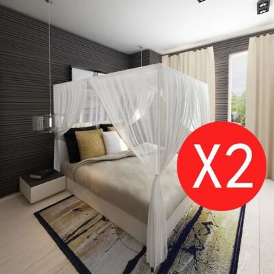vidaXL Mückennetz Bett-Set - Quadrat, 3 Öffnungen, 2 Stück vidaXL Mückennetz Bett-Set - Quadrat, 3 Öffnungen, 2 Stück
