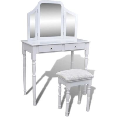 Ensemble de coiffeuse avec miroir 3 en 1 et tabouret vidaXL 241003 - Publicité Ensemble de coiffeuse avec miroir 3 en 1 et tabouret vidaXL 241003 - Publicité