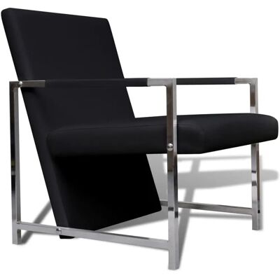 vidaXL Lounge stol - Moderne Sort Kunstlæder, Kromben - Lounge stol vidaXL Lounge stol - Moderne Sort Kunstlæder, Kromben - Lounge stol