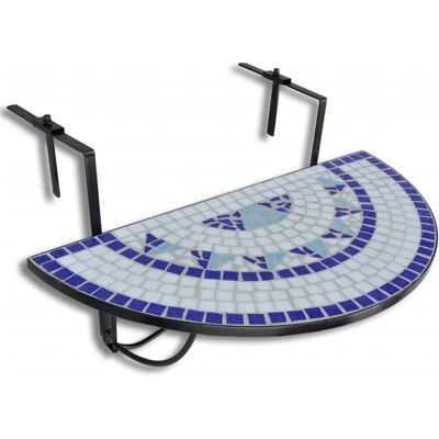 vidaXL Outdoor Table - Semi-circular Blue White - Balcony vidaXL Outdoor Table - Semi-circular Blue White - Balcony