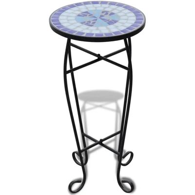 vidaXL Mosaiek Bijzettafel Blauw-Wit Buiten Balkon Meubel Plant Stand - Bijzettafel vidaXL Mosaiek Bijzettafel Blauw-Wit Buiten Balkon Meubel Plant Stand - Bijzettafel