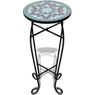 VidaXL Mosaiktisch Grün Weiß - Beistelltisch für Garten, Balkon, Terrasse VidaXL Mosaiktisch Grün Weiß - Beistelltisch für Garten, Balkon, Terrasse