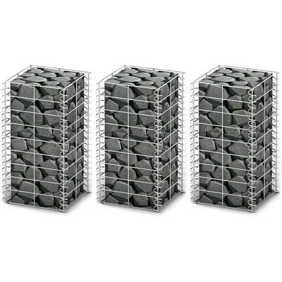 vidaXL Verzinktes Draht-Gabionen-Set 3 Stück 25x25x50 cm vidaXL Verzinktes Draht-Gabionen-Set 3 Stück 25x25x50 cm