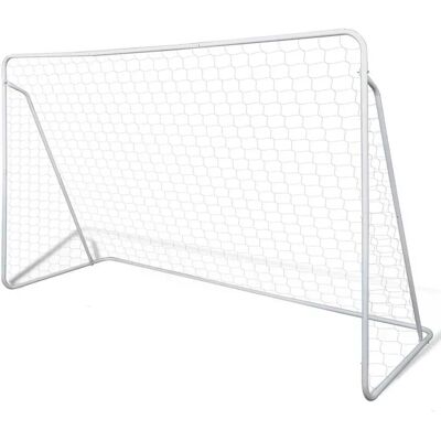 vidaXL Bramki do piłki nożnej - 240x90x150 cm, Stal, Biały vidaXL Bramki do piłki nożnej - 240x90x150 cm, Stal, Biały