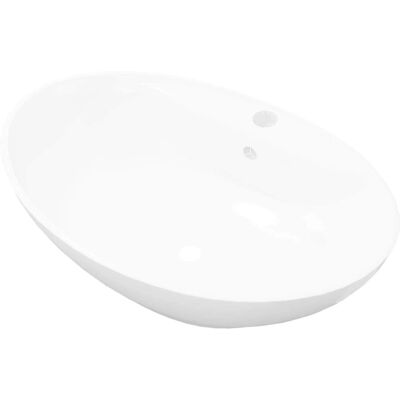 vidaXL Ovale Keramik-Waschbecken mit Überlauf und Wasserhahnloch - Badewanne vidaXL Ovale Keramik-Waschbecken mit Überlauf und Wasserhahnloch - Badewanne