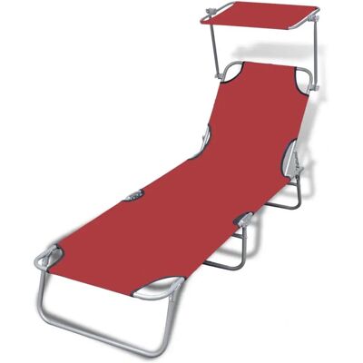 vidaXL Outdoor-Faltliege mit Sonnendach 189 x 58 x 27 cm - Rot vidaXL Outdoor-Faltliege mit Sonnendach 189 x 58 x 27 cm - Rot